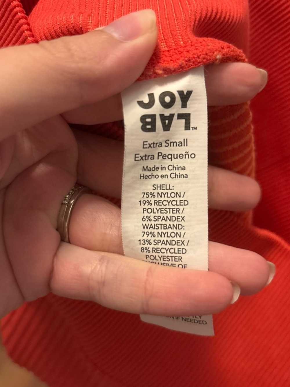 JoyLab Ribbed Orange Cross-Back Sports Bra & High-Waist Shorts Set - Picture 3 of 3